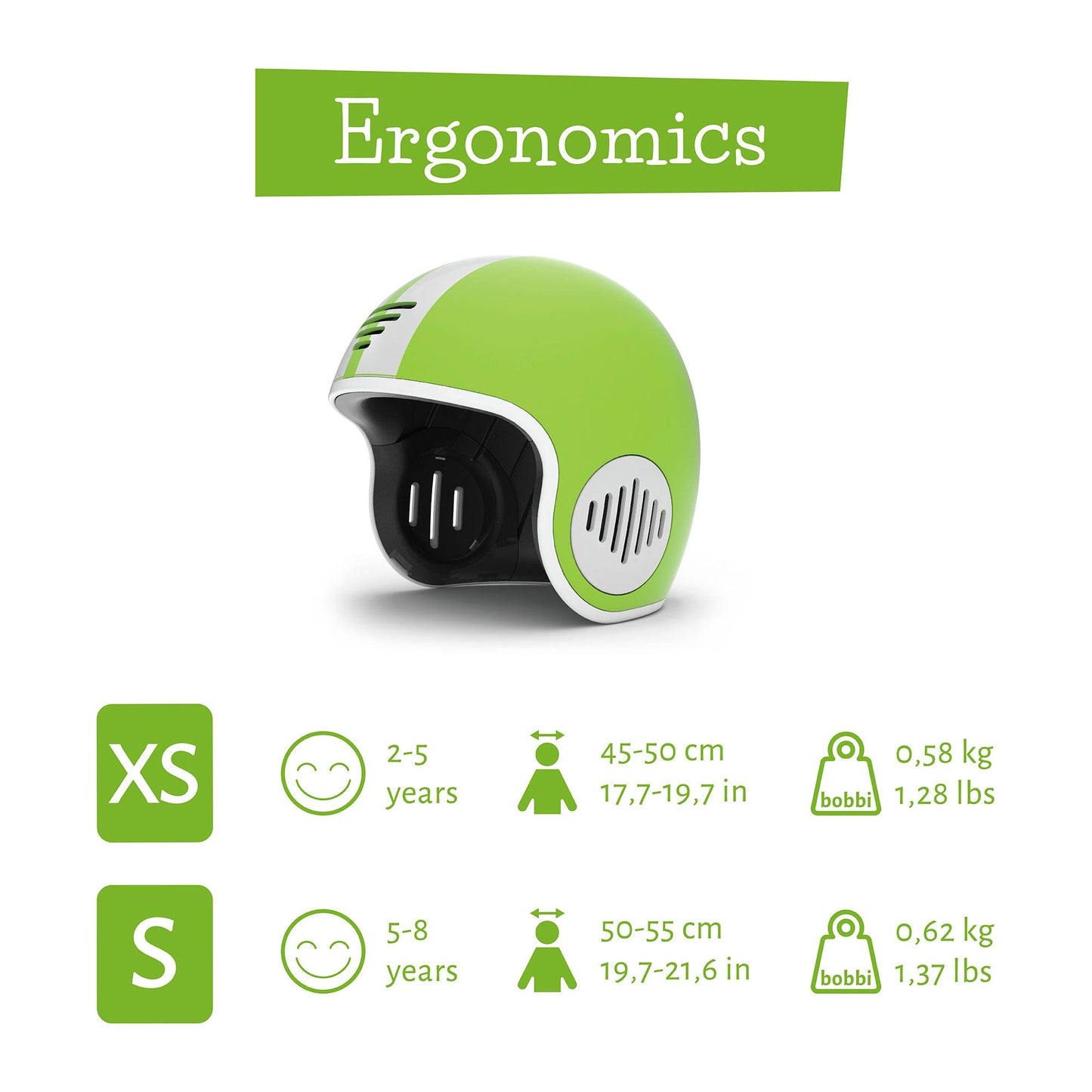 Chillafish Kids Helmet Bobbi XS Lime size guide