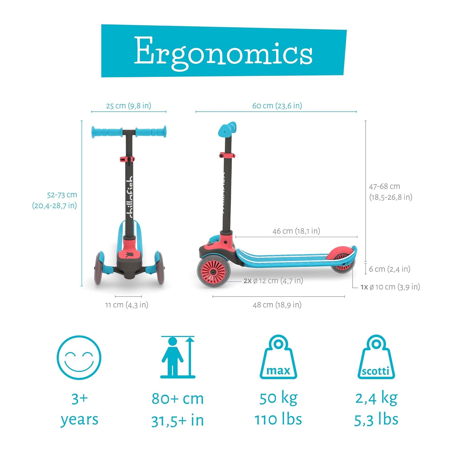 Chillafish Scotti Scooter Blue size and weight guide