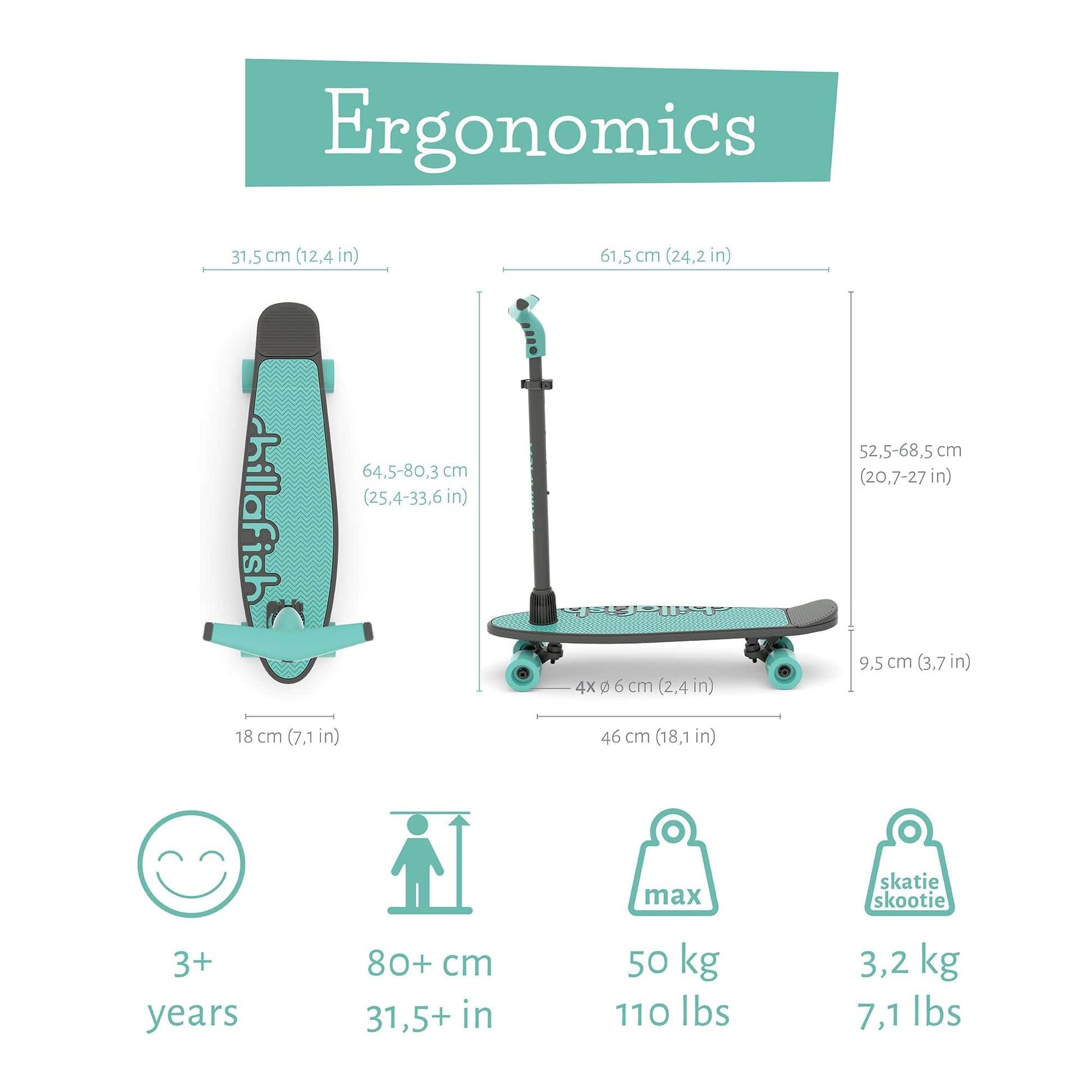 Chillafish Skatie Skootie 2 - Mint Age 3+ - The Online Toy Shop - Skateboard - 3