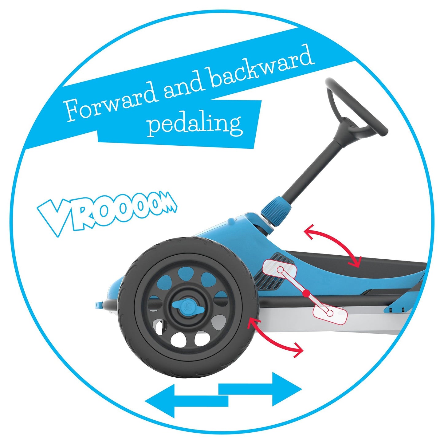 Chillafish Kids Monzi Go Kart - Blue with forward and backward pedalling