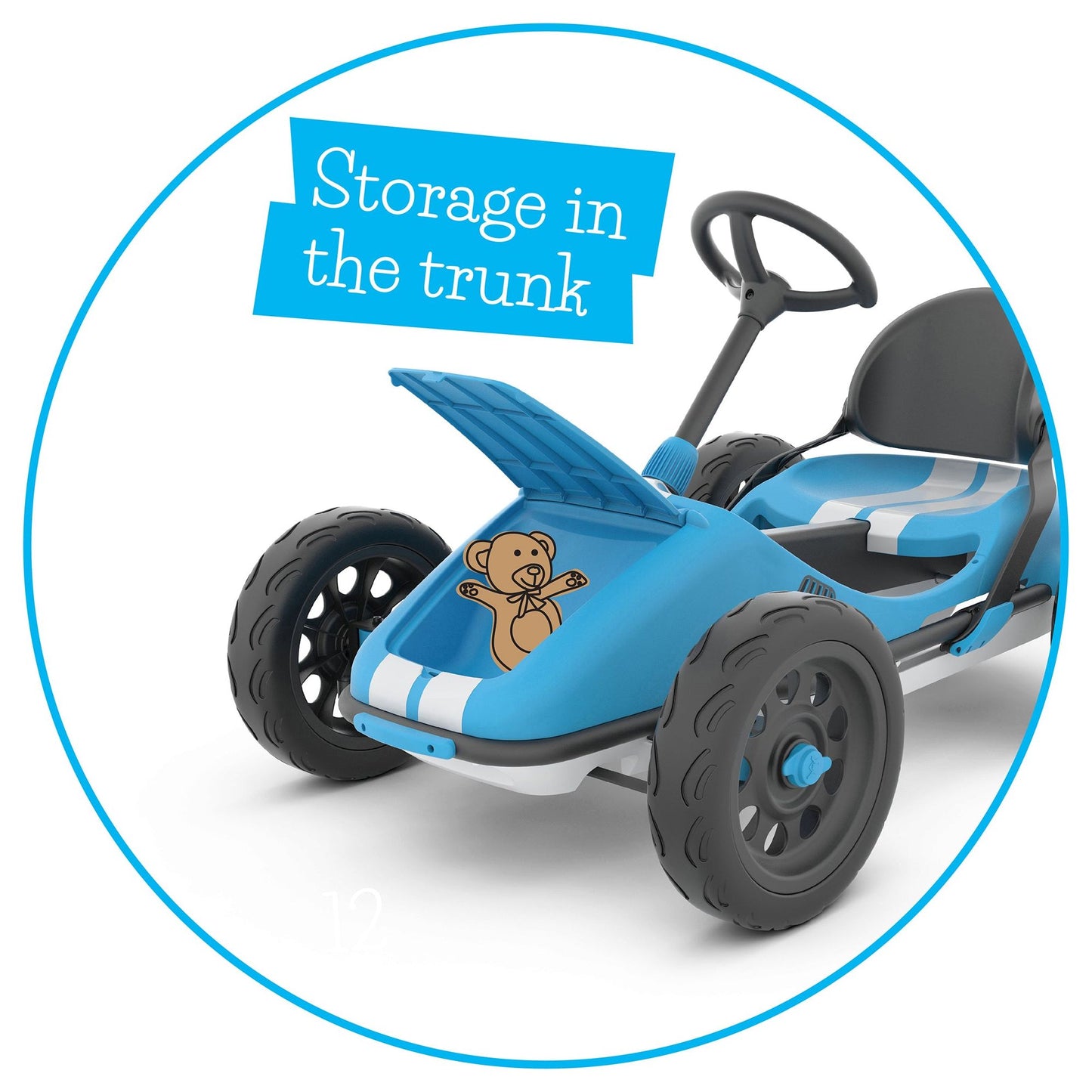 Chillafish Kids Monzi Go Kart - Blue with storage in the trunk