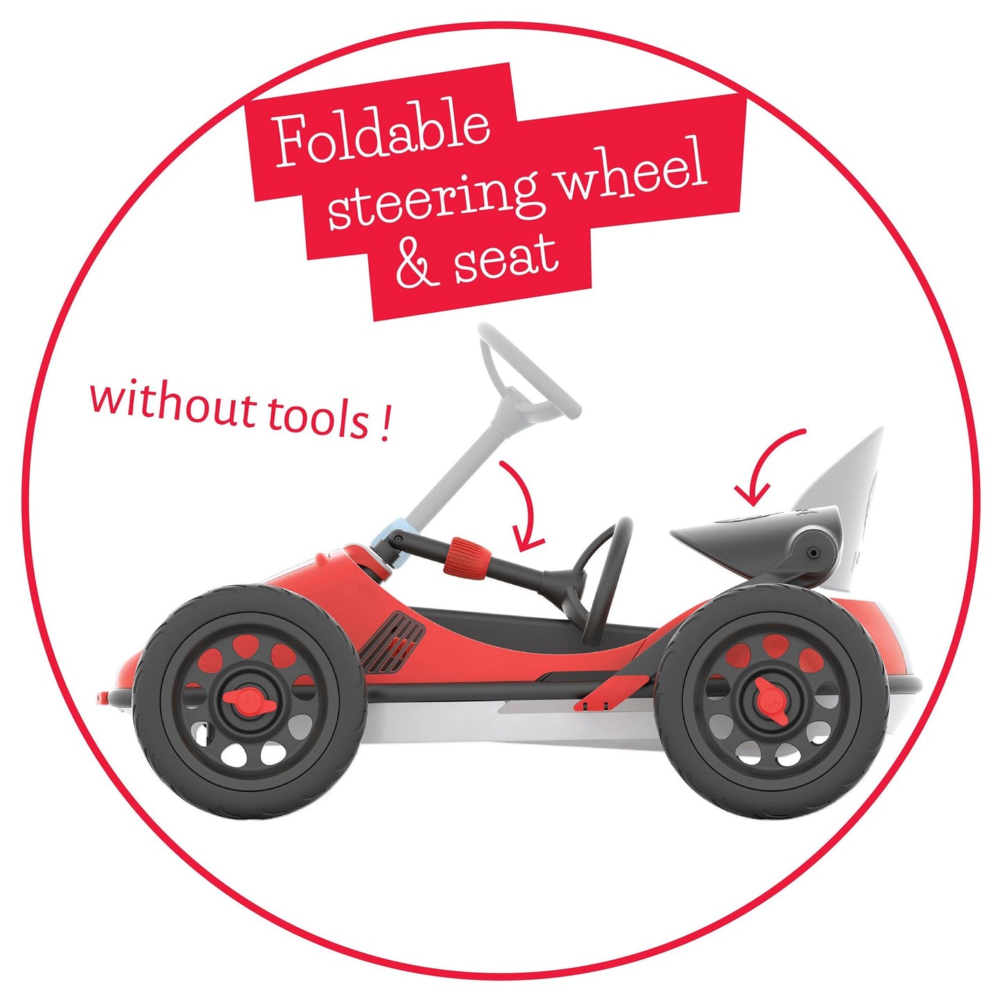 Chillafish Kids Go Kart Monzi - Red with foldable steering wheel