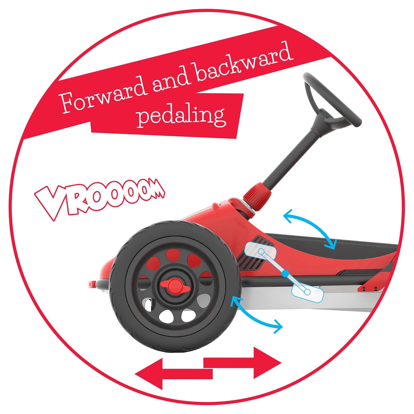 Chillafish Kids Go Kart Monzi - Red with forward and backward pedalling