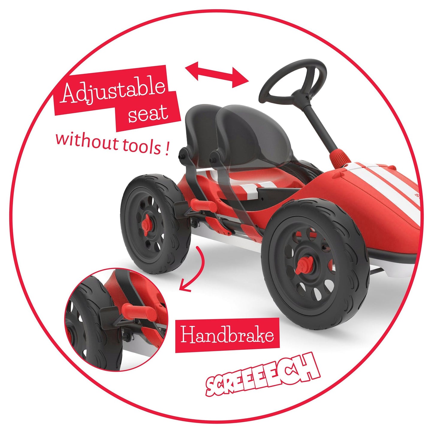 Chillafish Kids Go Kart Monzi - Red with adjustable seat