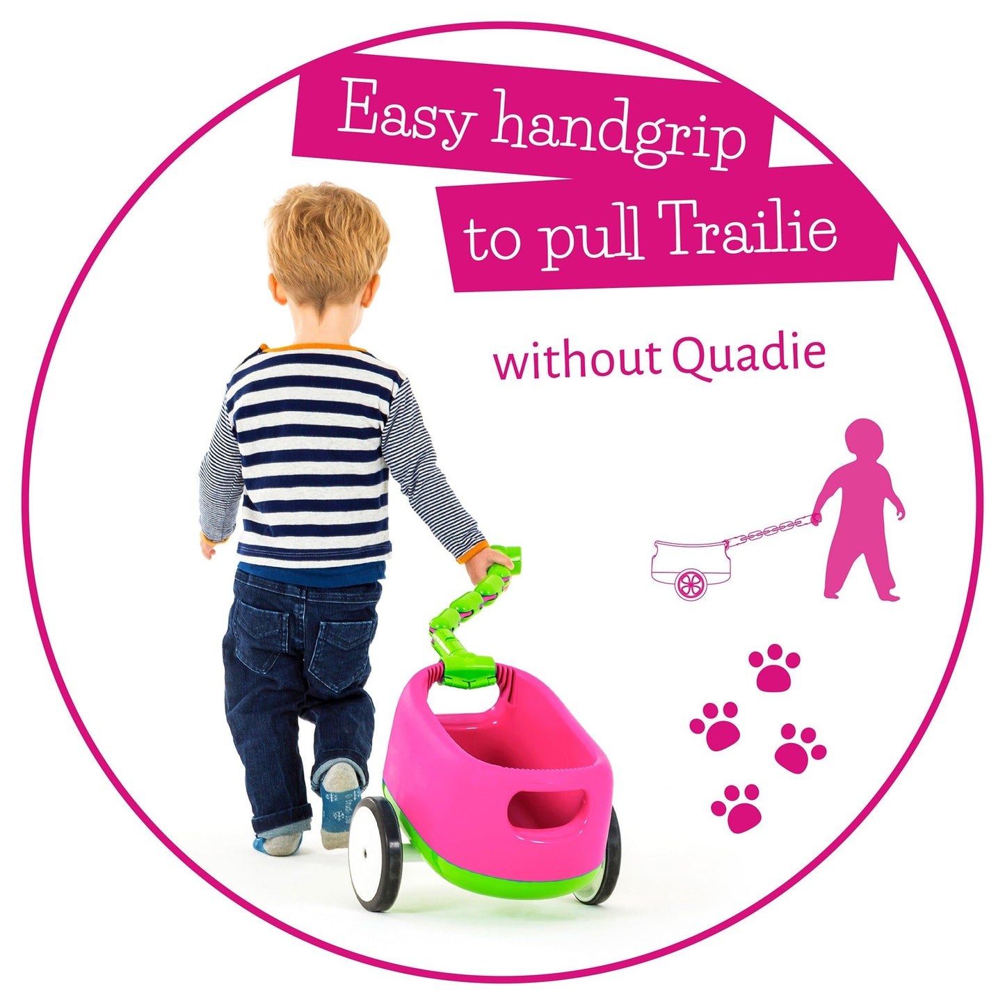 Chillafish Quadie and Trailie Ride-On Pink with easy handgrip