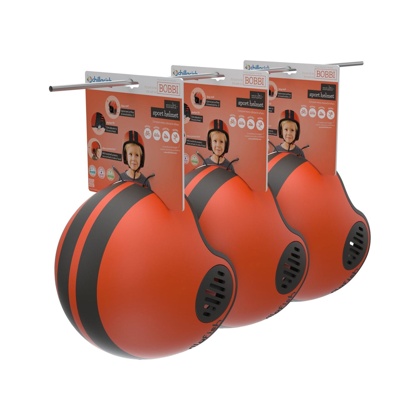 Chillafish Helmet Bobbi Small Orange on shelf display