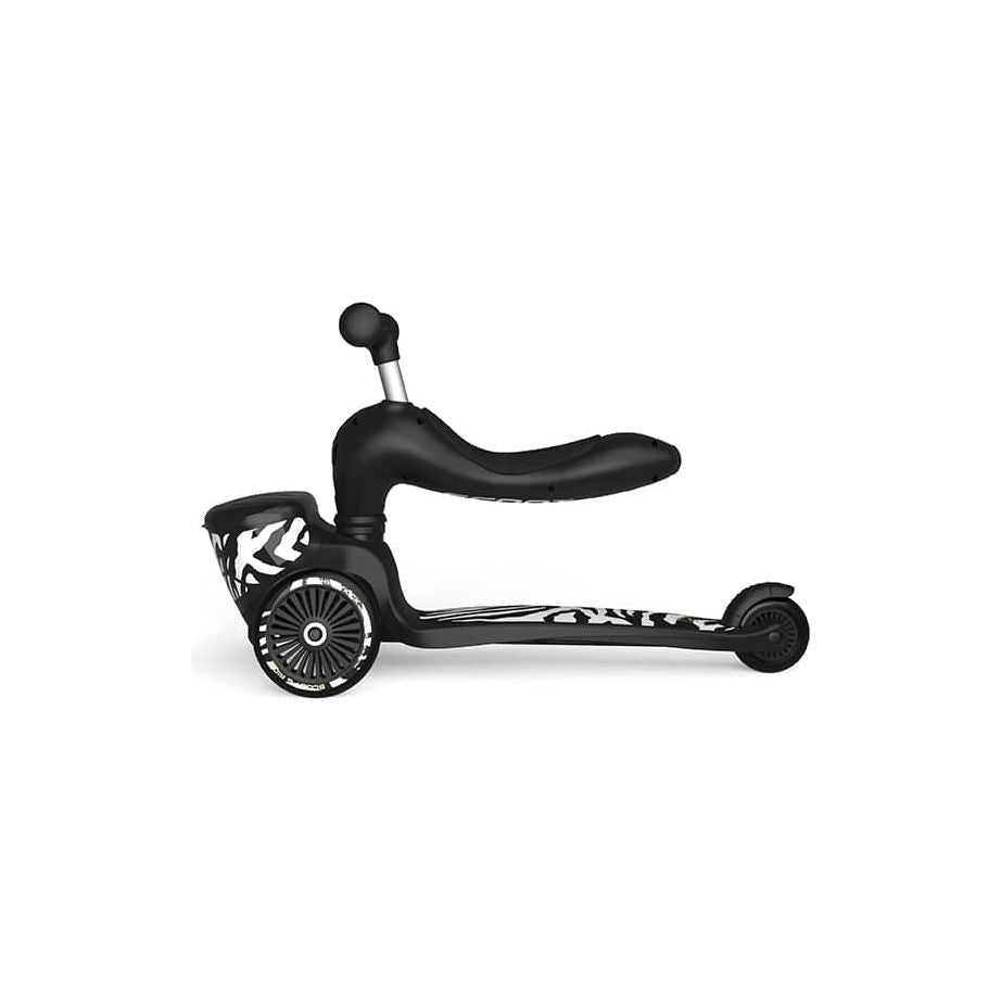 Scoot and Ride Highwaykick 1 Lifestyle Scooter - Zebra in seated position left side