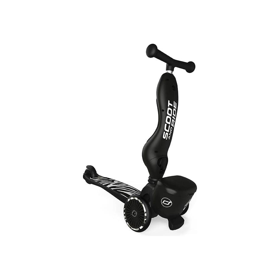 Scoot and Ride Highwaykick 1 Lifestyle Scooter - Zebra in upright position front right