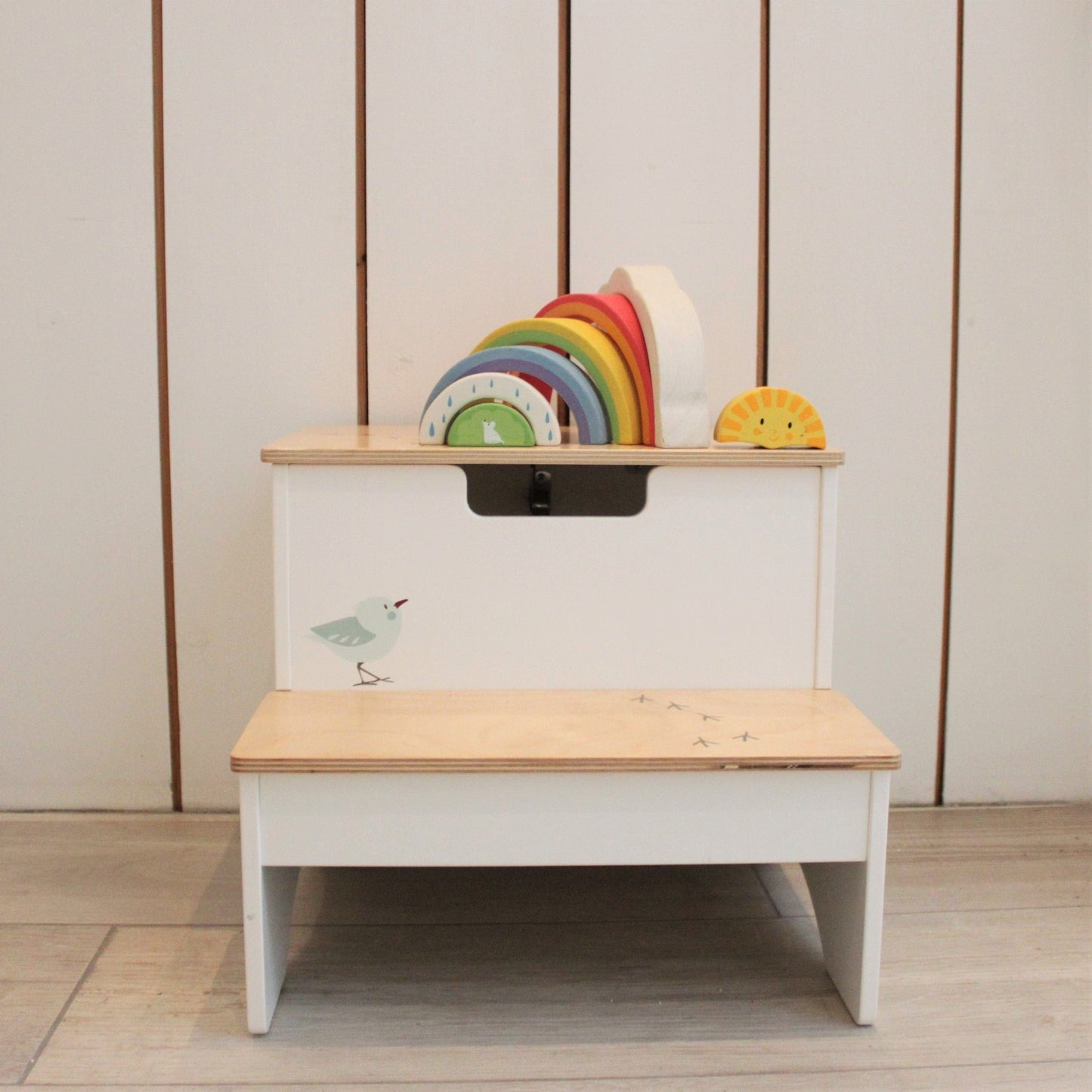 Tender Leaf Forest Steps Wooden Step Stool in kitchen