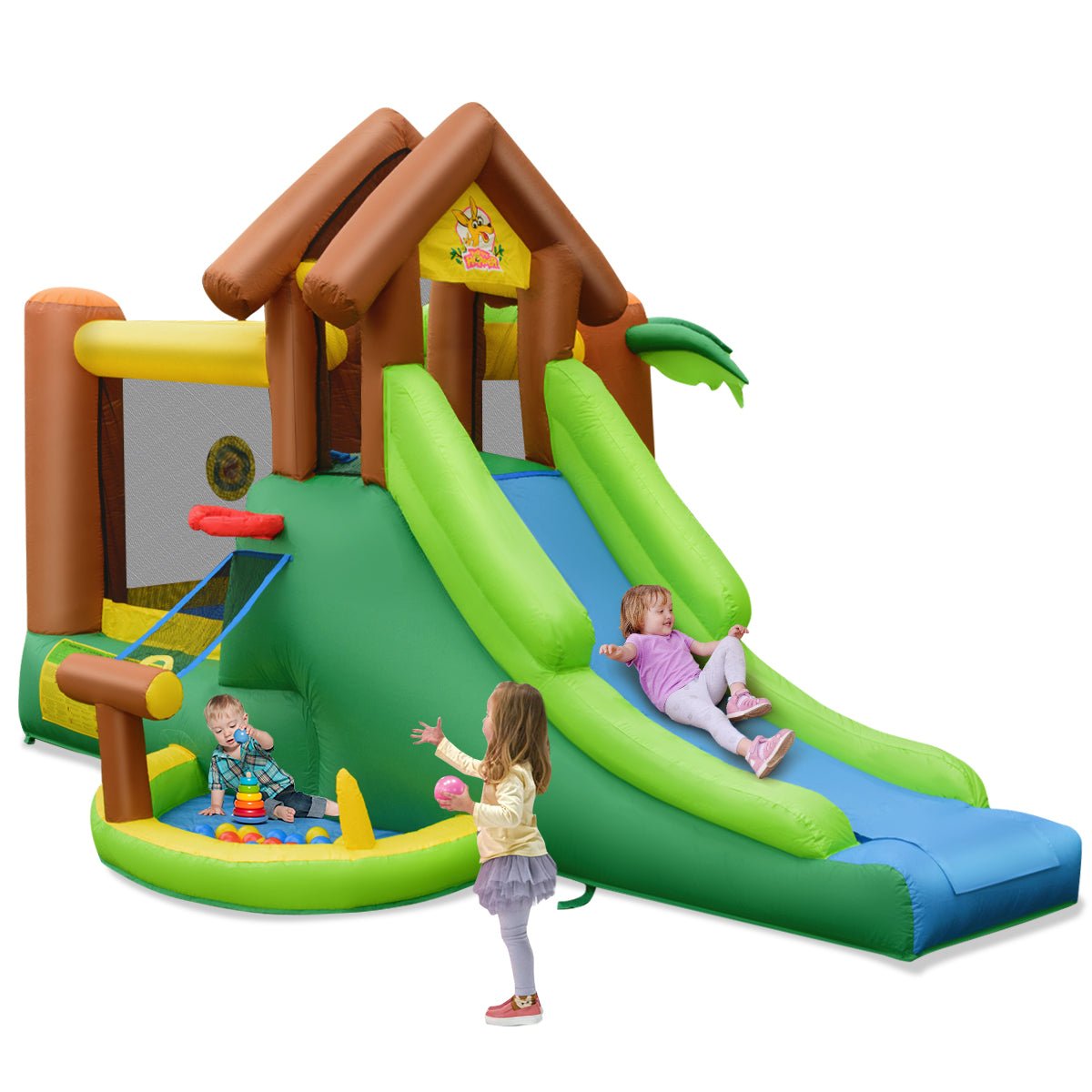 Inflatable Bouncy Castle with Slides and Climbing Wall & Air Blower