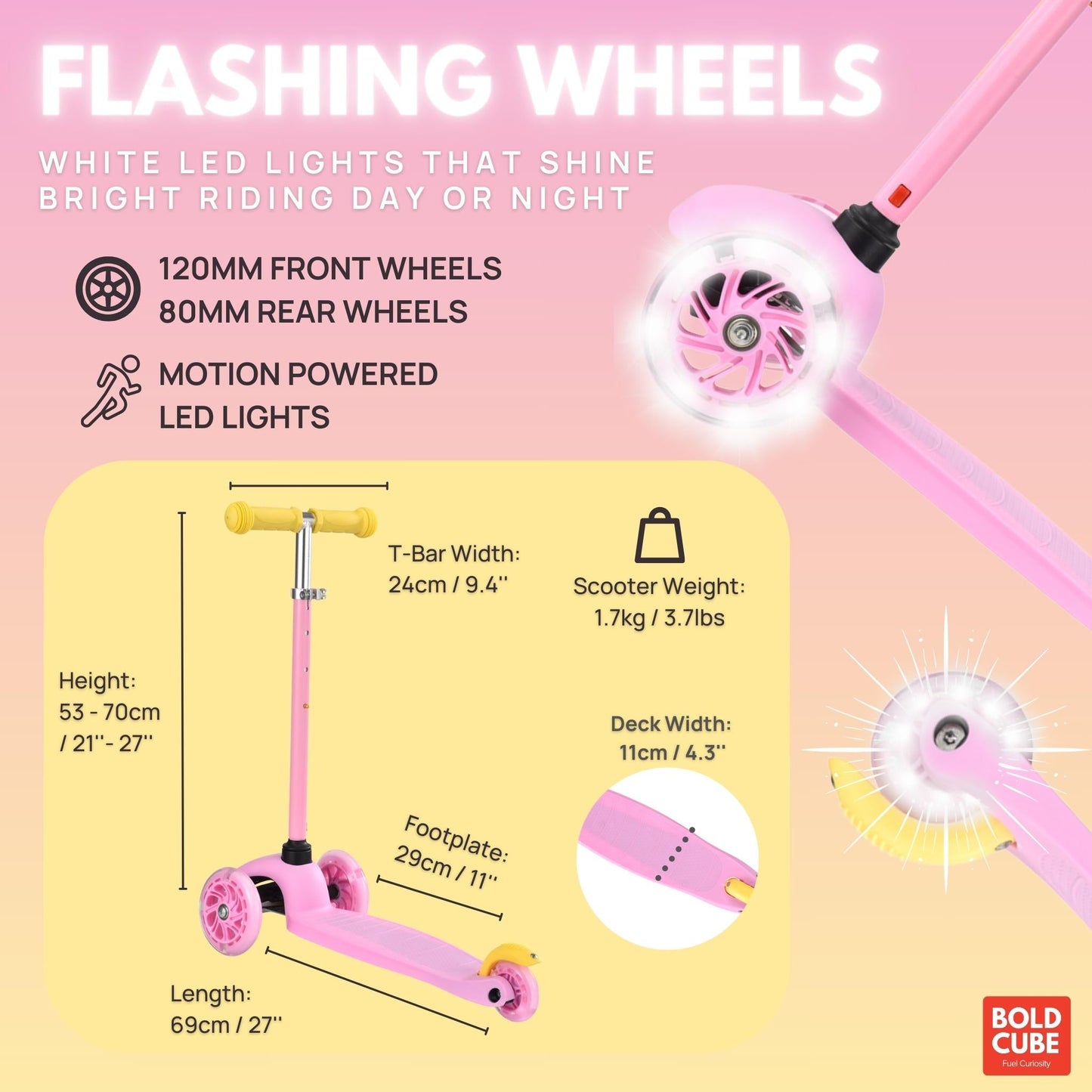 BOLDCUBE Pink & Yellow - Teeny 3 Wheel Scooter