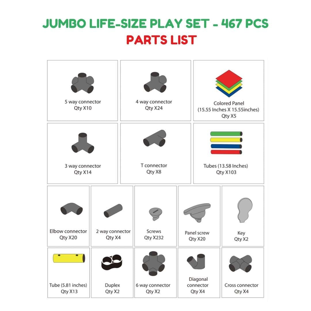 Funphix Jumbo Climbing Frame Kit – 467 Pieces STEM Education Toys for Creative Building and Outdoor Fun