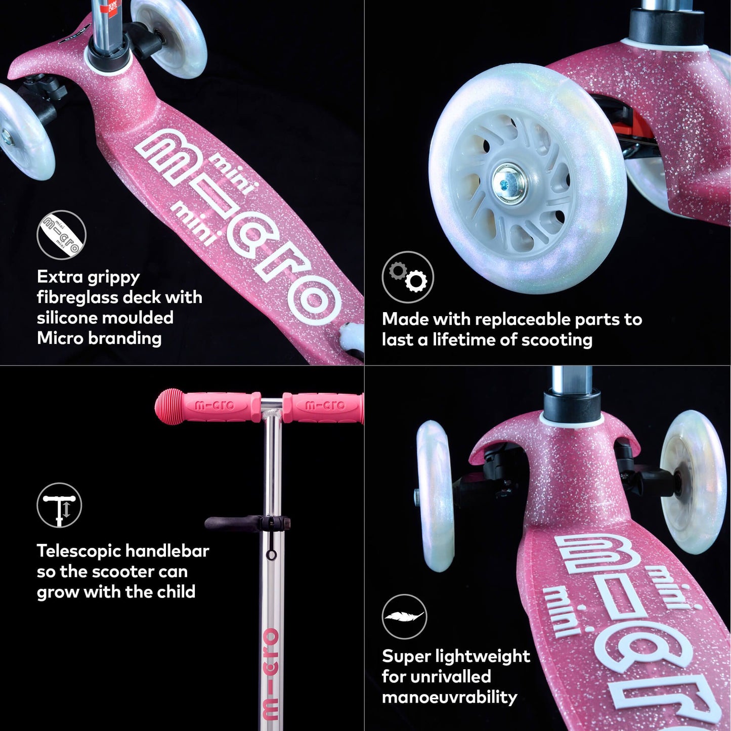 Micro Scooter Mini Glitter - Pink