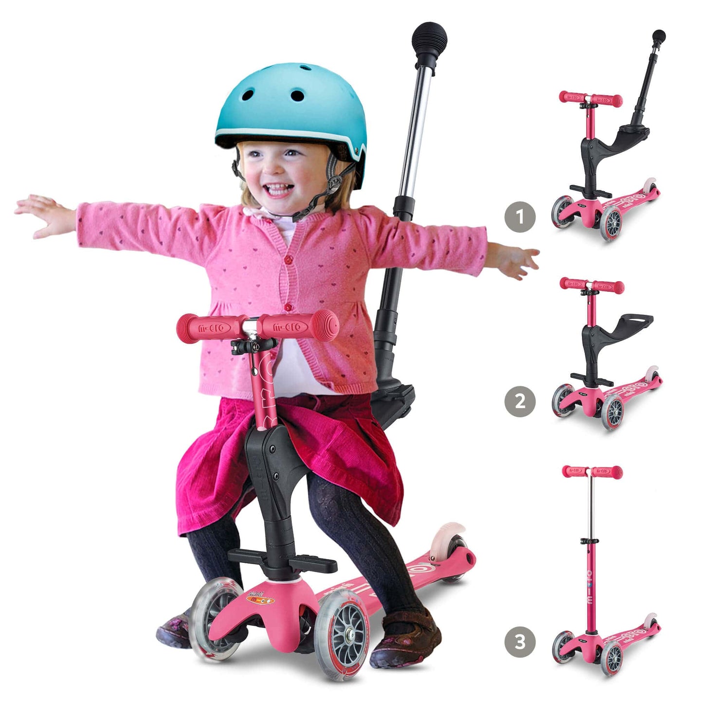 Micro Scooter Mini 3-in-1 Deluxe - Blue dimensions