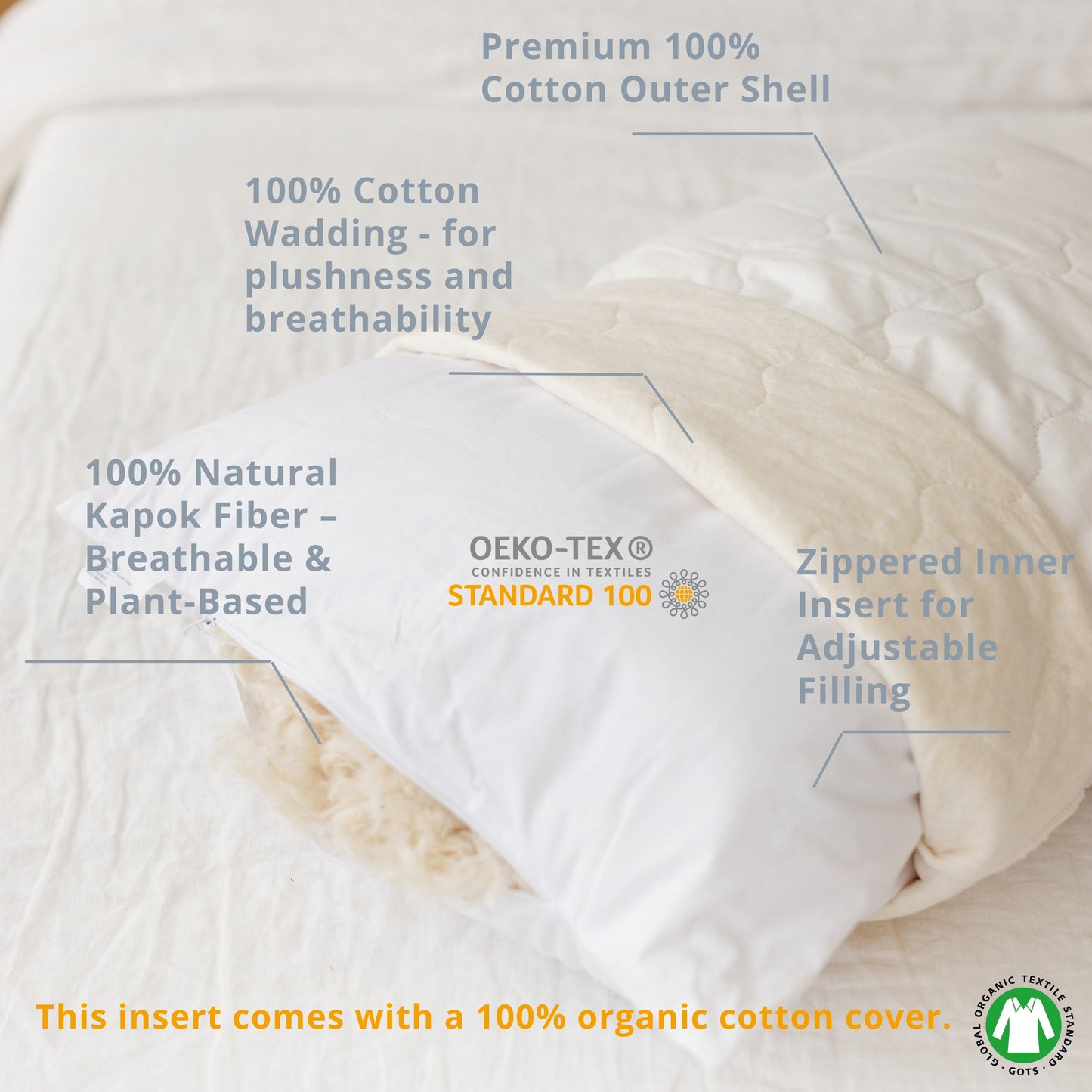 MINICAMP Full Body Maternity Pillow with Organic Cover – Long Pregnancy Pillow for Sleeping & Lumbar Support