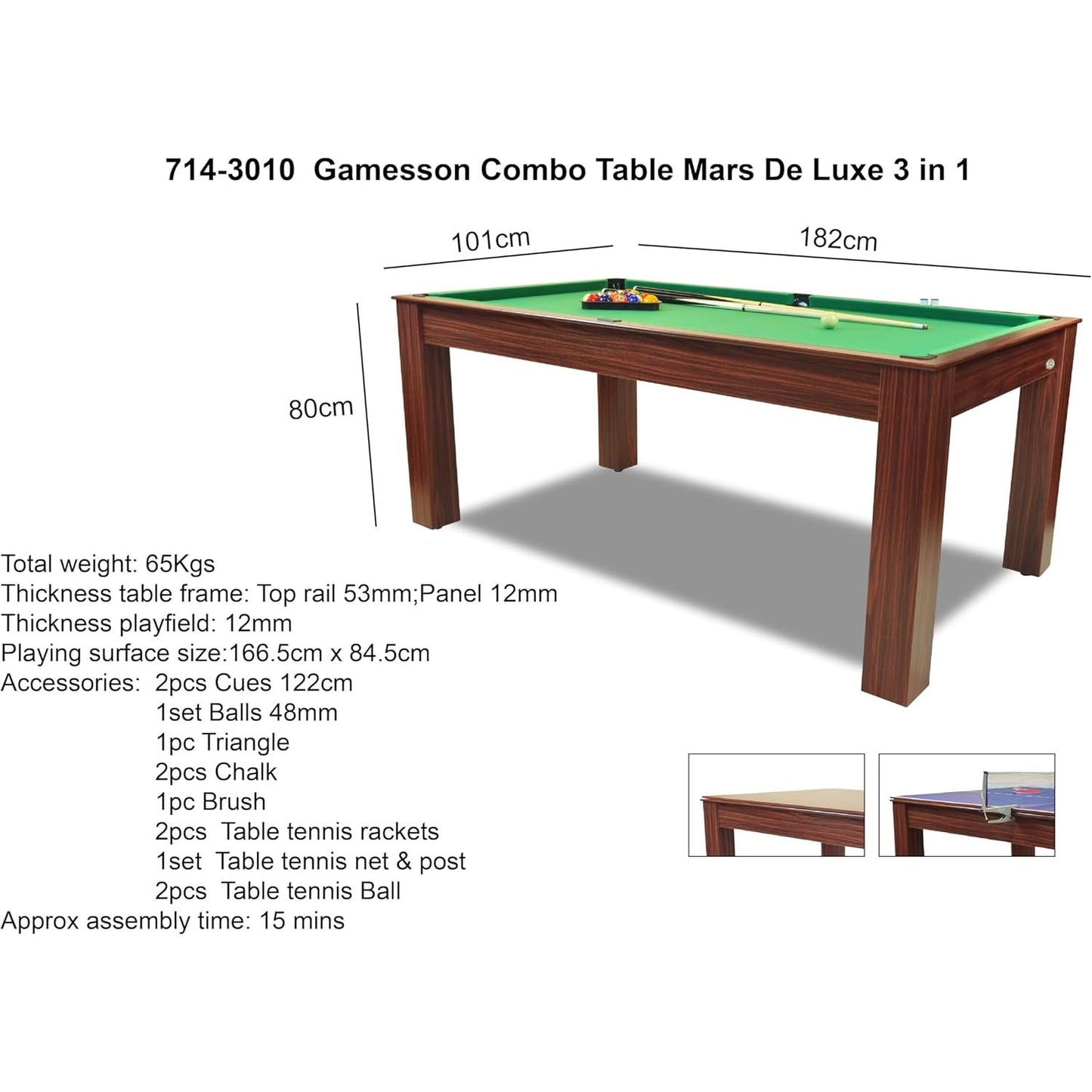 Gamesson 6ft Mars Deluxe 3 In 1 Combo Table