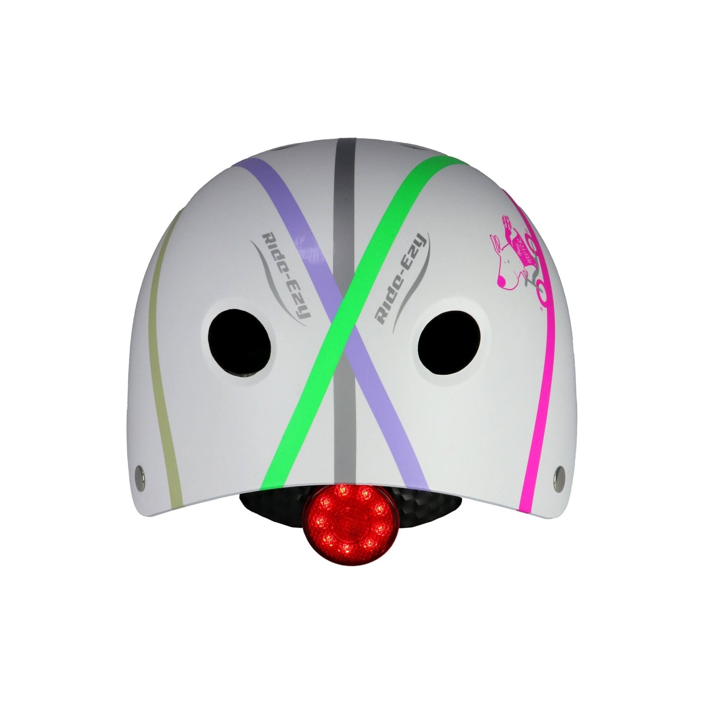 Ride-Ezy Hector 54-57cms Kids Helmet - White rear with safety light