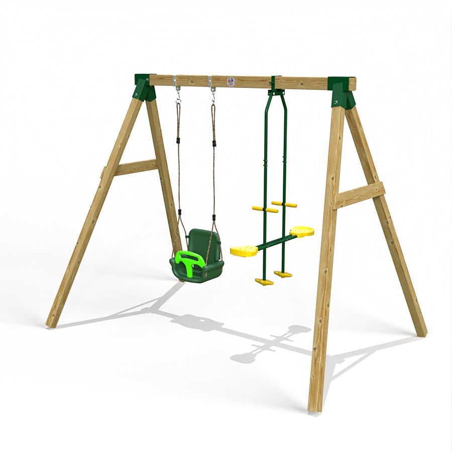 Little Rascals Wooden Double Swing Set with 3 in 1 Baby Seat & Glider