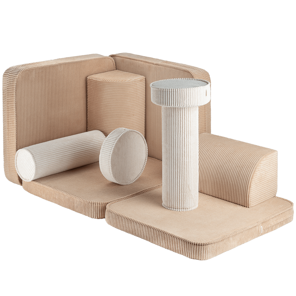 Wigiwama Brown Sugar Settee with pieces stacked