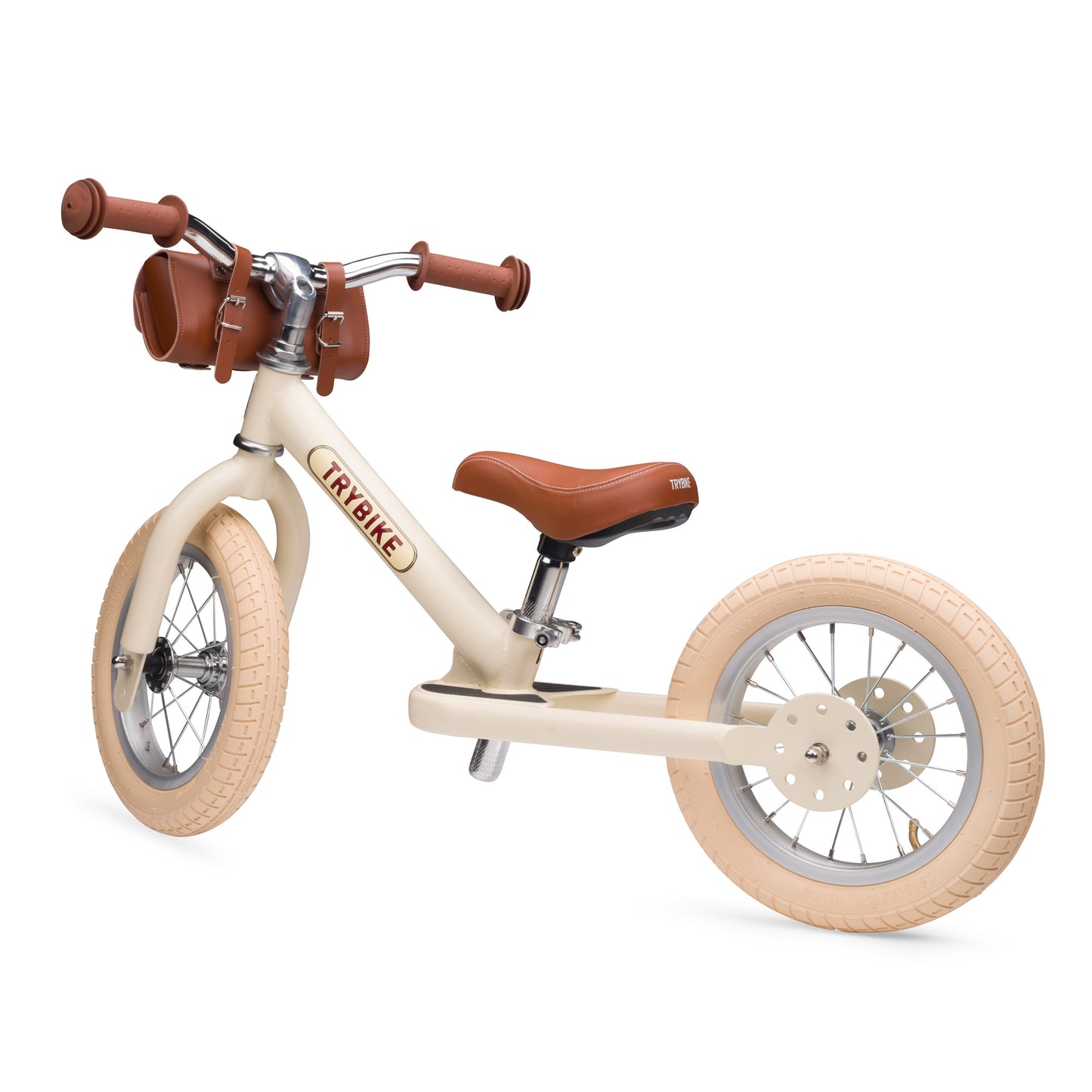 TryBike Matte Finish Bundle - 2-in-1 Trike/Bike, Helmet and Basket - Vintage Cream