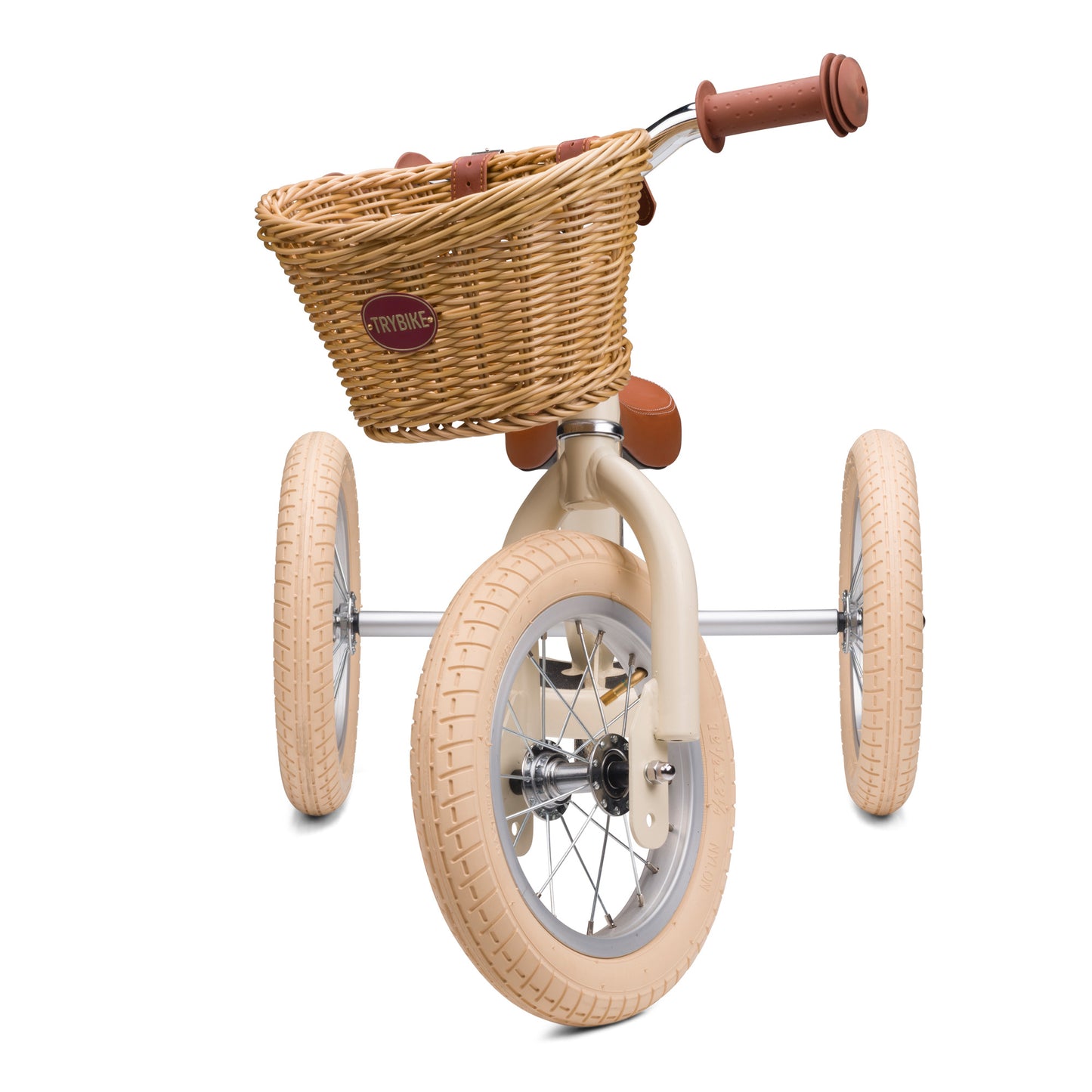 TryBike Matte Finish Bundle - 2-in-1 Trike/Bike, Helmet and Basket - Vintage Cream