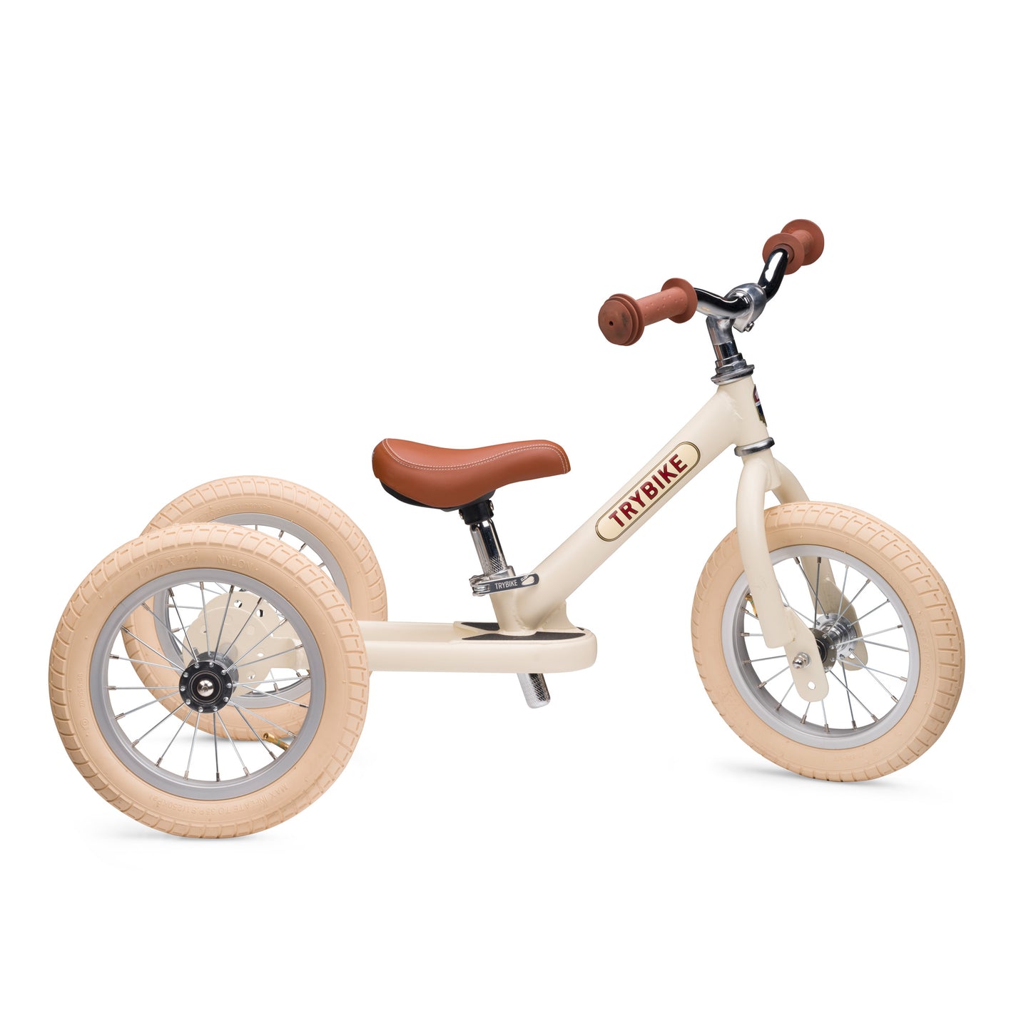 TryBike Matte Finish Bundle - 2-in-1 Trike/Bike, Helmet and Basket - Vintage Cream