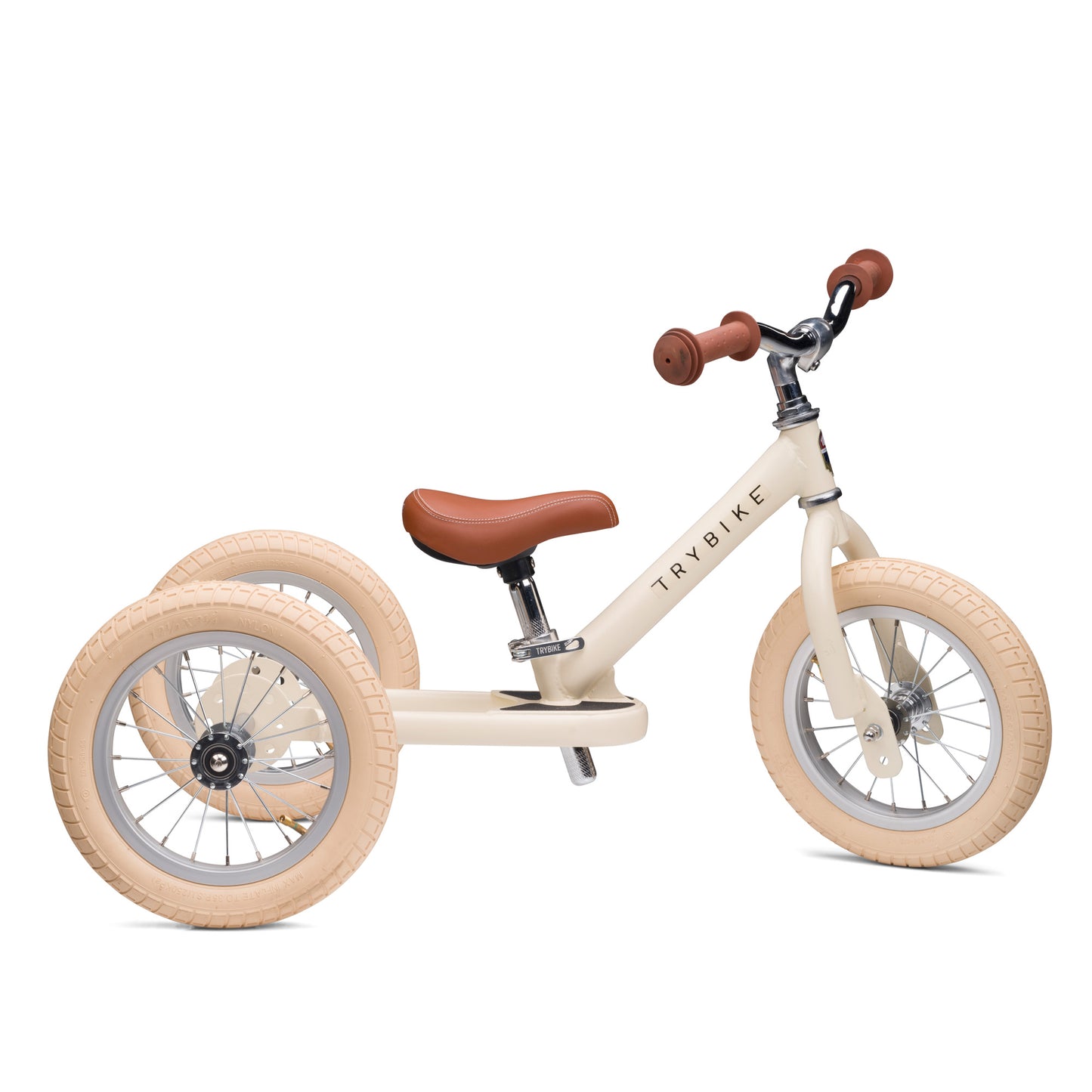 TryBike Matte Finish Bundle - 2-in-1 Trike/Bike, Helmet and Basket - Vintage Cream