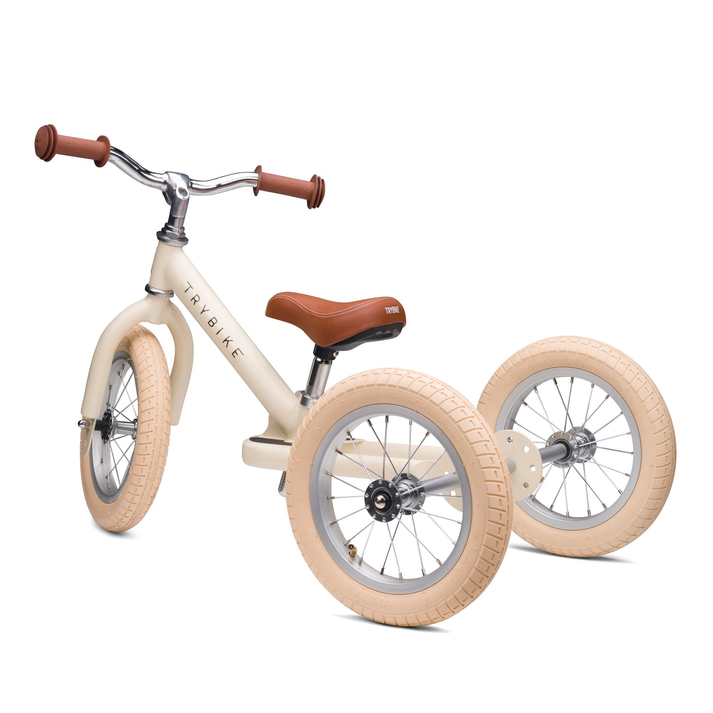 TryBike Matte Finish Bundle - 2-in-1 Trike/Bike, Helmet and Basket - Vintage Cream