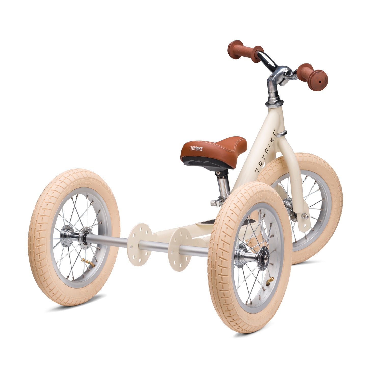 TryBike Matte Finish Bundle - 2-in-1 Trike/Bike, Helmet and Basket - Vintage Cream