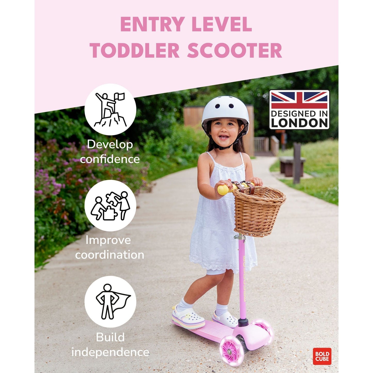 BOLDCUBE Pink & Yellow - Teeny 3 Wheel Scooter