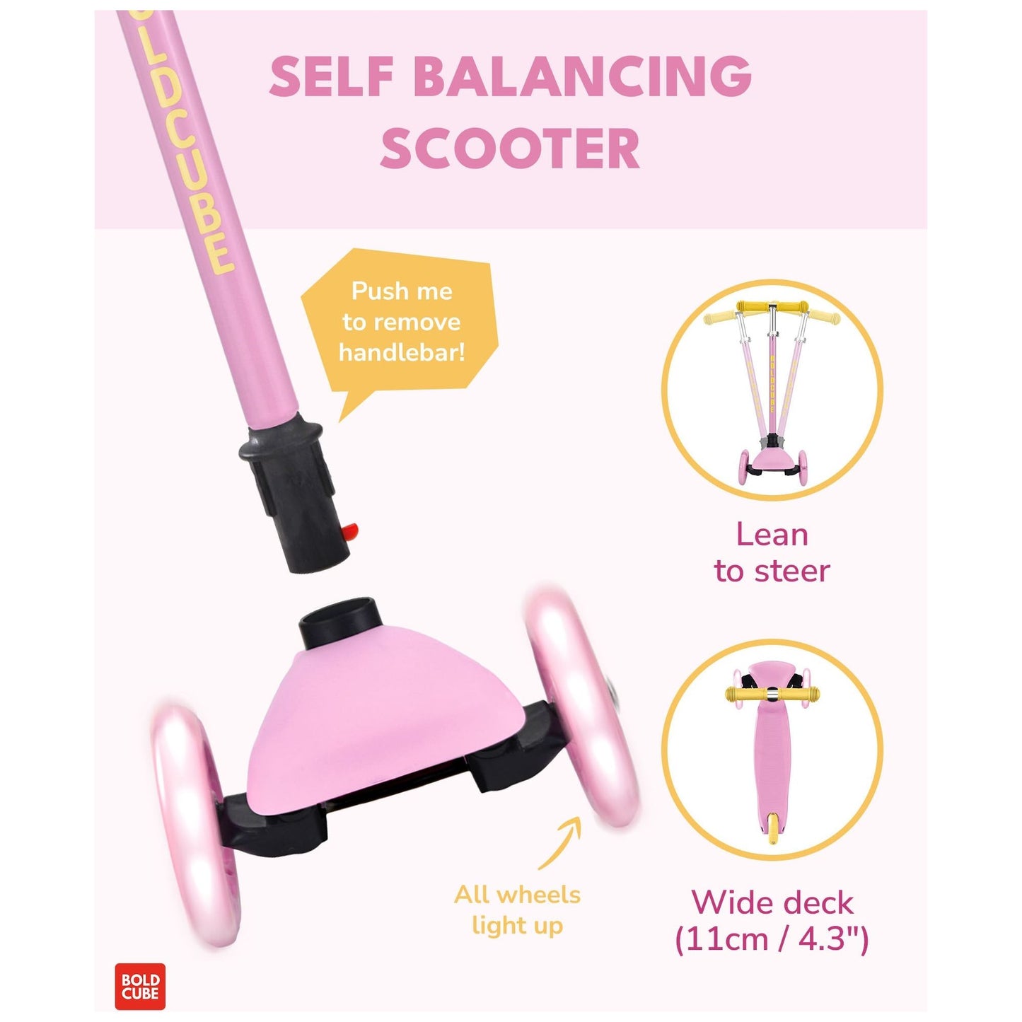 BOLDCUBE Pink & Yellow - Teeny 3 Wheel Scooter