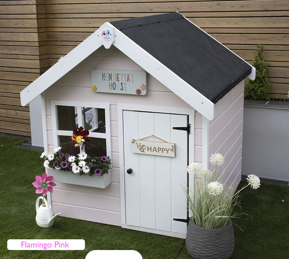 little rascals wooden outdoor playhouse in flamingo pink