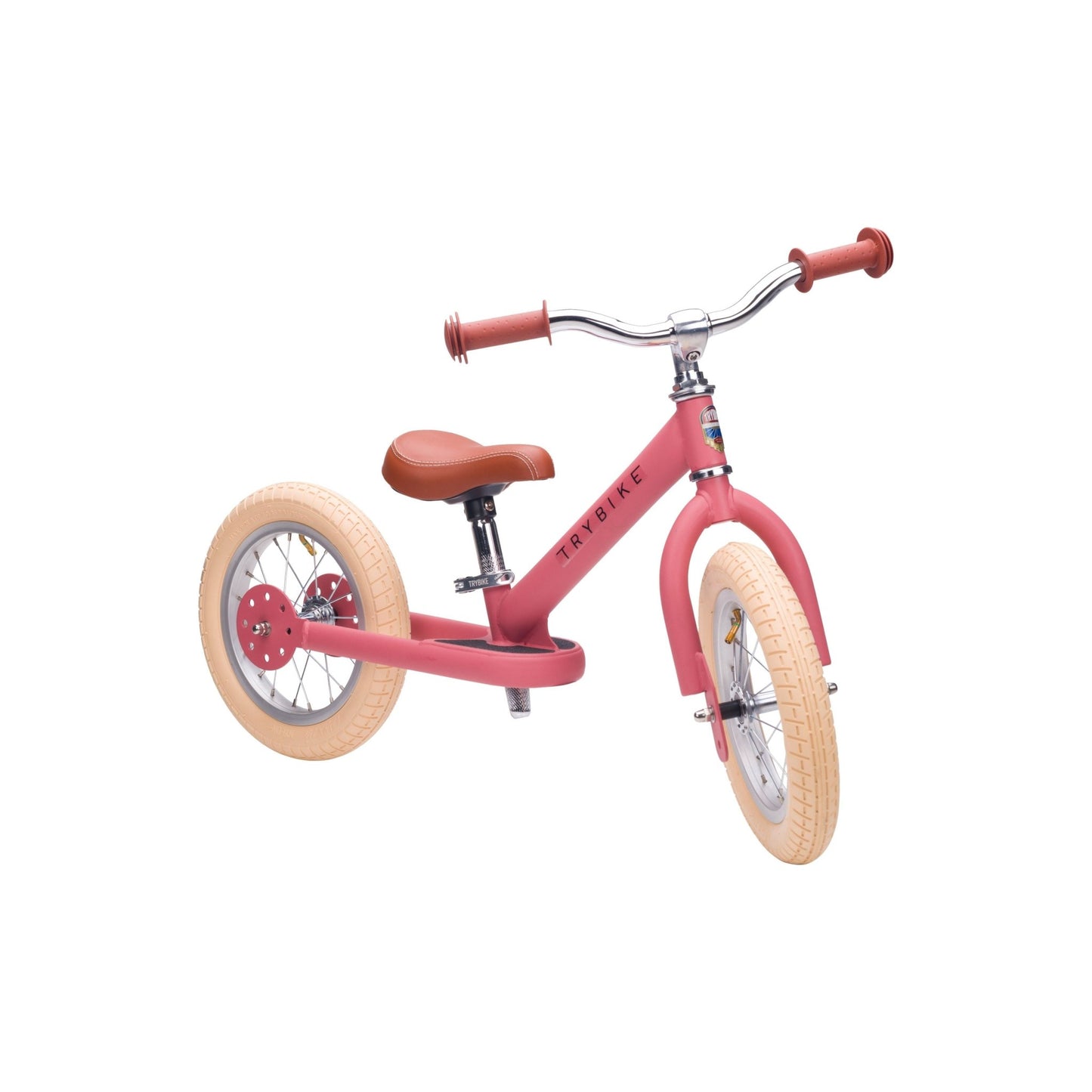 TryBike Matte Finish Bundle - 2-in-1 Trike/Bike, Helmet and Basket - Vintage Pink