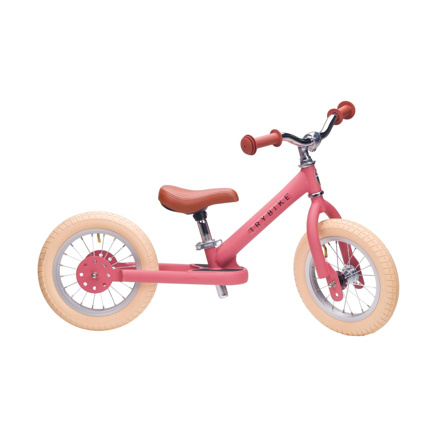 TryBike Matte Finish Bundle - 2-in-1 Trike/Bike, Helmet and Basket - Vintage Pink