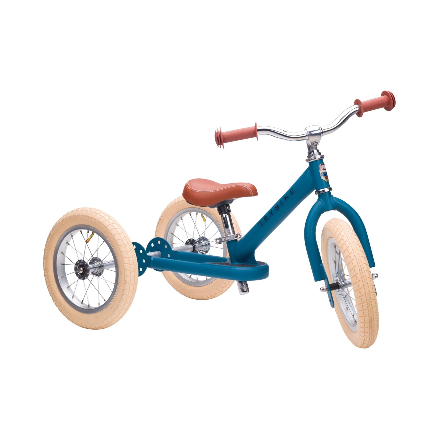 TryBike Matte Finish Bundle - 2-in-1 Trike/Bike, Helmet and Basket - Vintage Blue