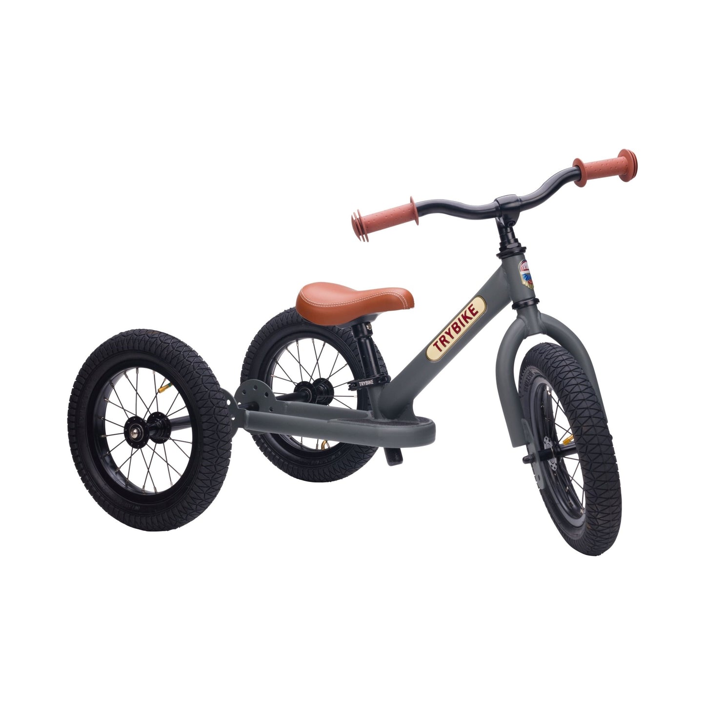 TryBike Matte Finish Bundle - 2-in-1 Trike/Bike, Helmet and Basket - Vintage Grey
