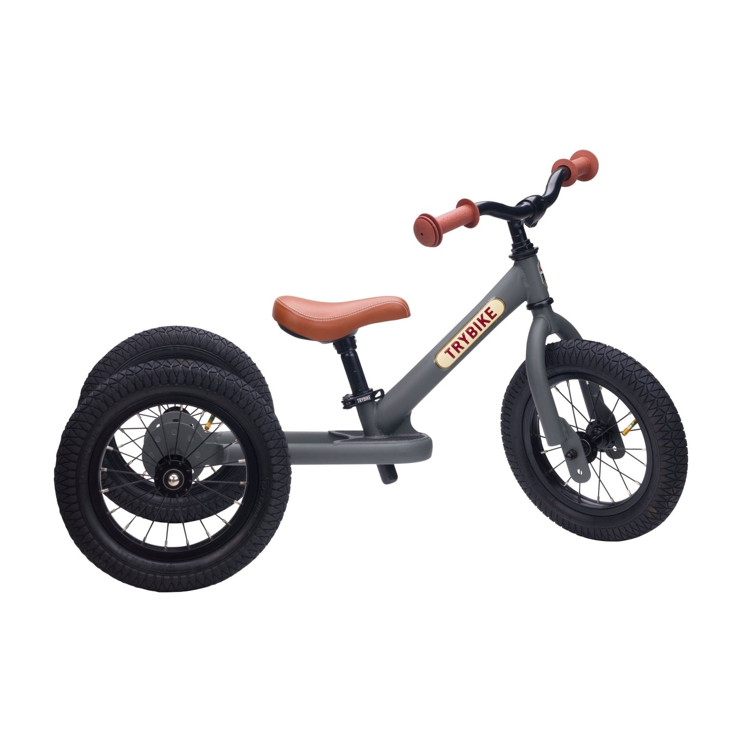 TryBike Matte Finish Bundle - 2-in-1 Trike/Bike, Helmet and Basket - Vintage Grey