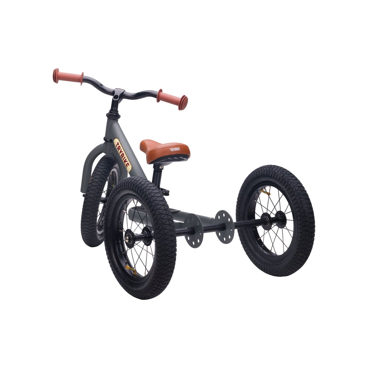 TryBike Matte Finish Bundle - 2-in-1 Trike/Bike, Helmet and Basket - Vintage Grey