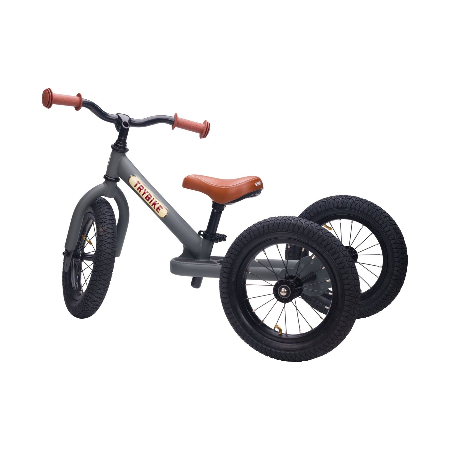 TryBike Matte Finish Bundle - 2-in-1 Trike/Bike, Helmet and Basket - Vintage Grey