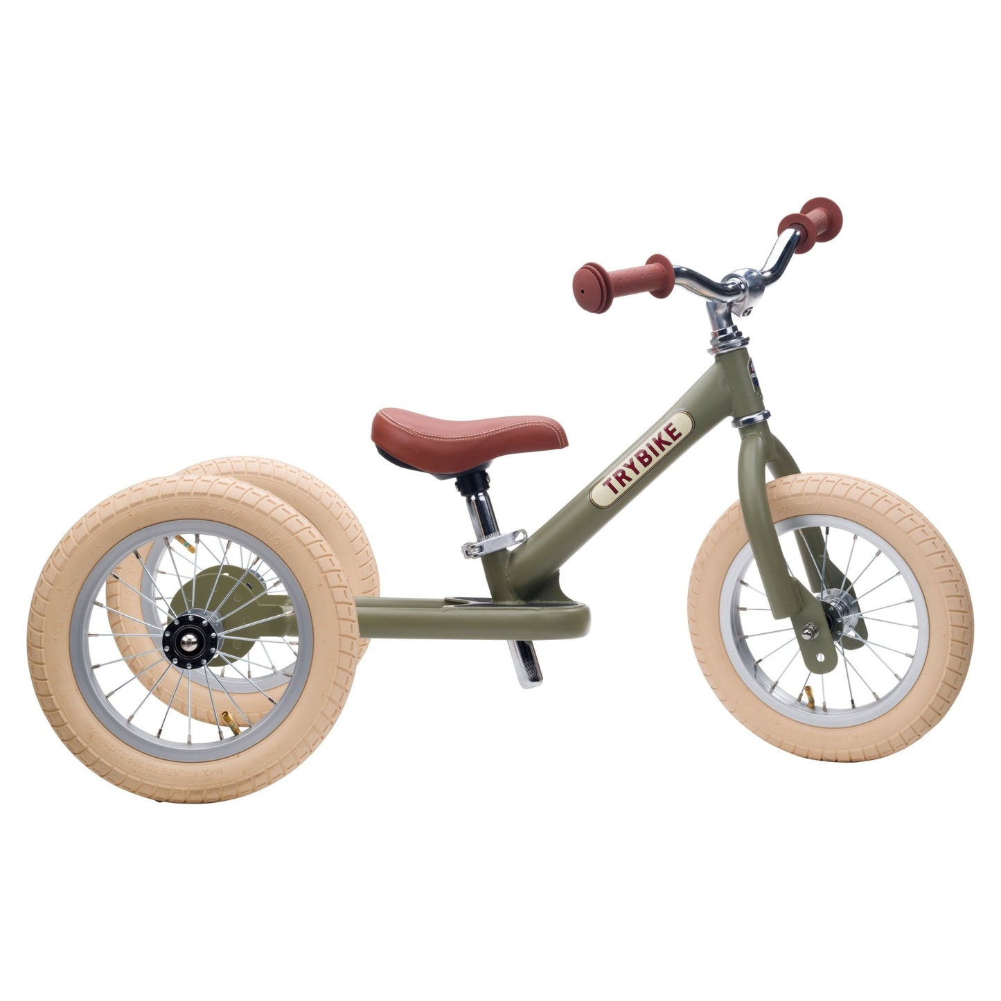 TryBike Matte Finish Bundle - 2-in-1 Trike/Bike, Helmet and Basket - Vintage Green