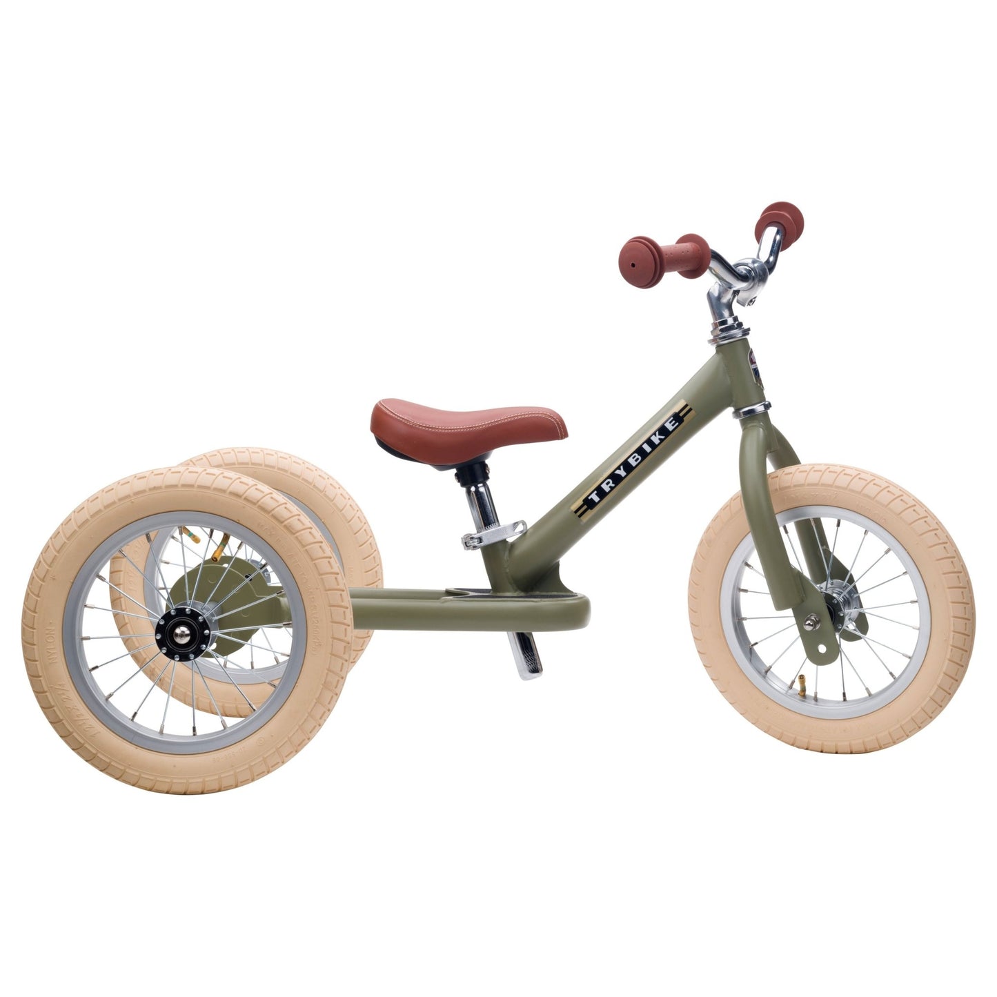 TryBike Matte Finish Bundle - 2-in-1 Trike/Bike, Helmet and Basket - Vintage Green