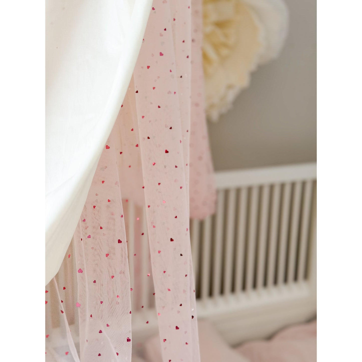 MINICAMP Kids Bed Canopy with Tulle & Tassels in Cream