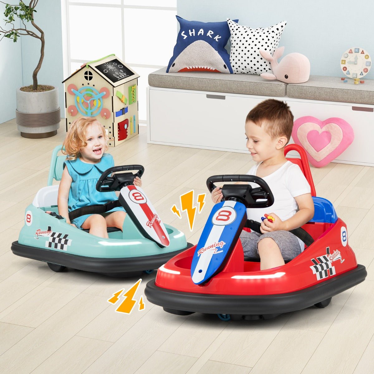 Electric kids Ride-on Bumper Car with 360° Spinning and Dual Motors-Red