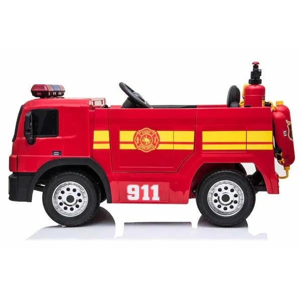 Kids’ 12V Electric Red Fire Engine Ride-On – Water Gun