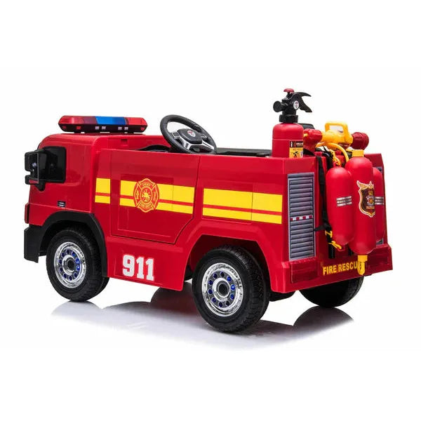 Kids’ 12V Electric Red Fire Engine Ride-On – Water Gun