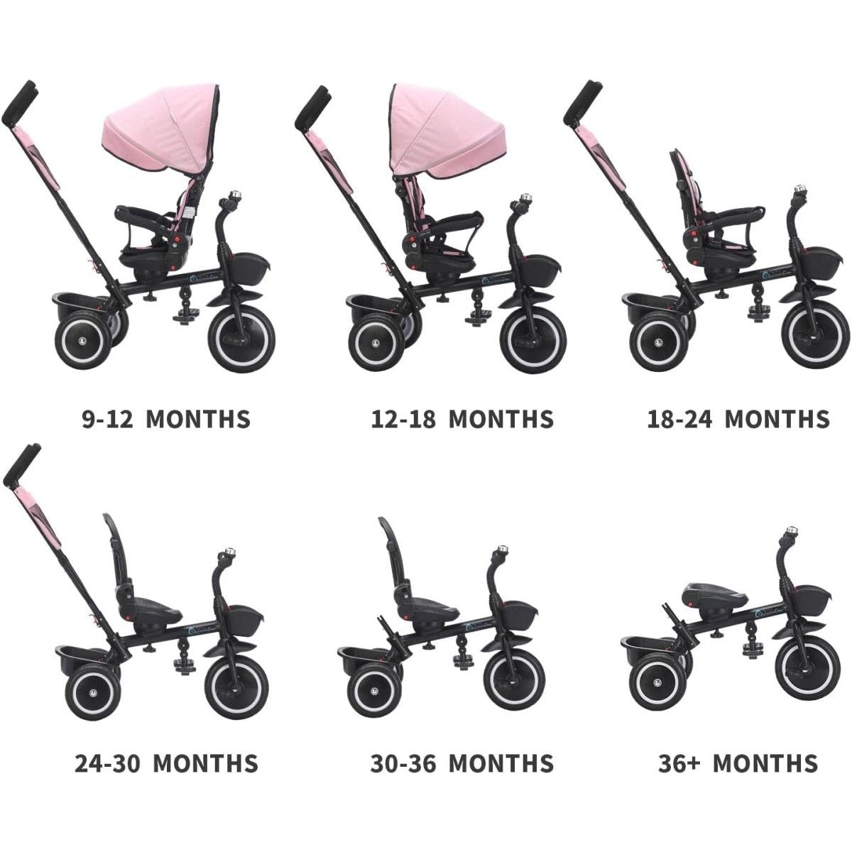 Foryourlittleone 6 in 1 Trike V3 - Grey (9 months - 5 years)