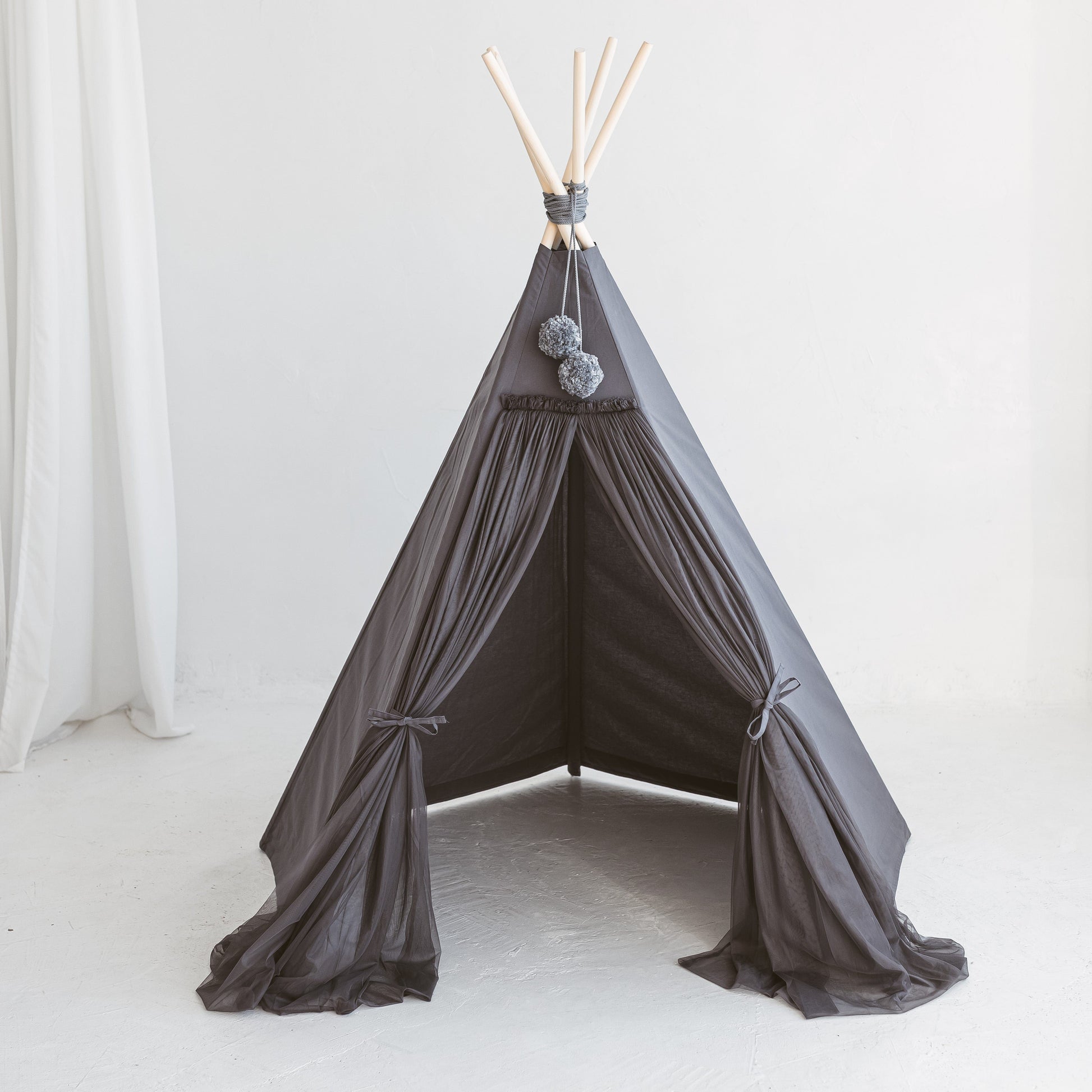 MINICAMP Fairy Kids Play Tent in Grey with doors open