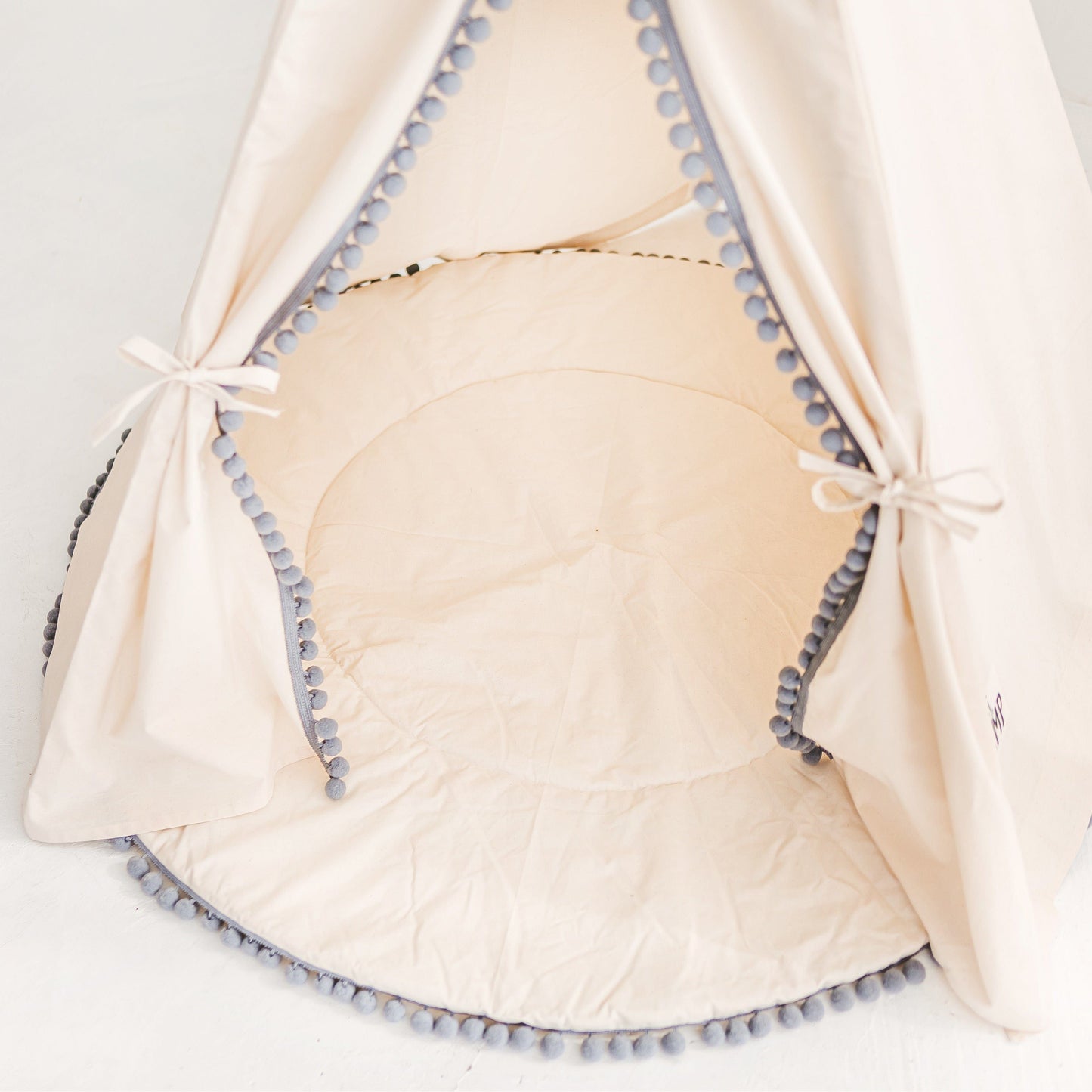 MINICAMP Kids Playmat With Grey Pompom Border in kids teepee