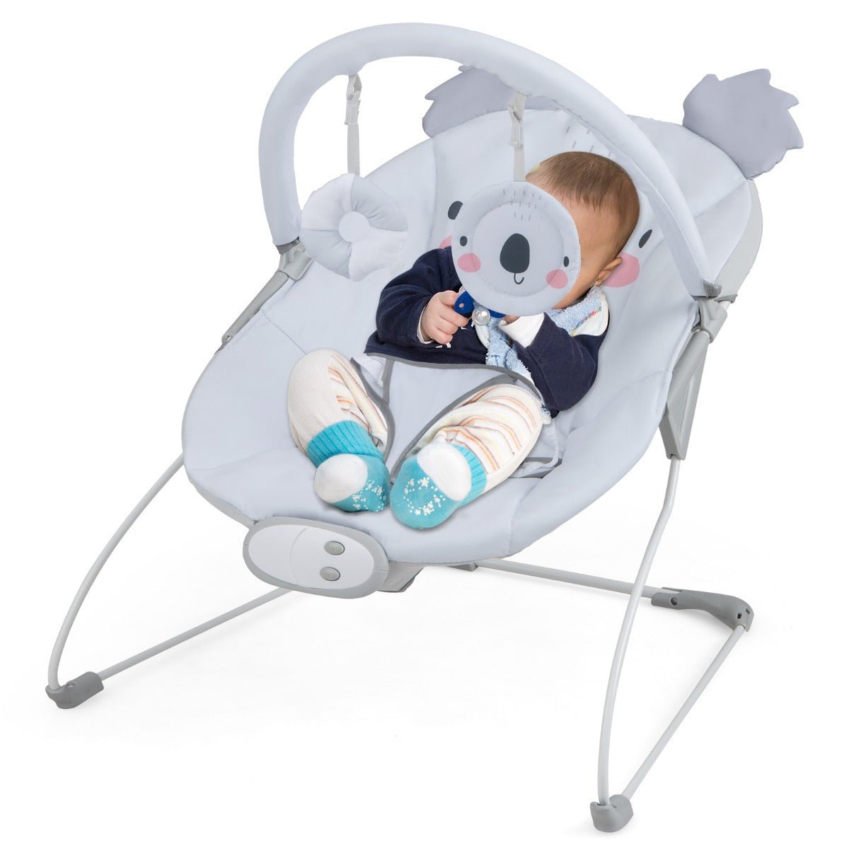 Portable Baby Bouncer with Detachable Toy Bar for Babies 0-6 Months Old up to 9 kg-Grey - The Online Toy Shop - Costway - 4