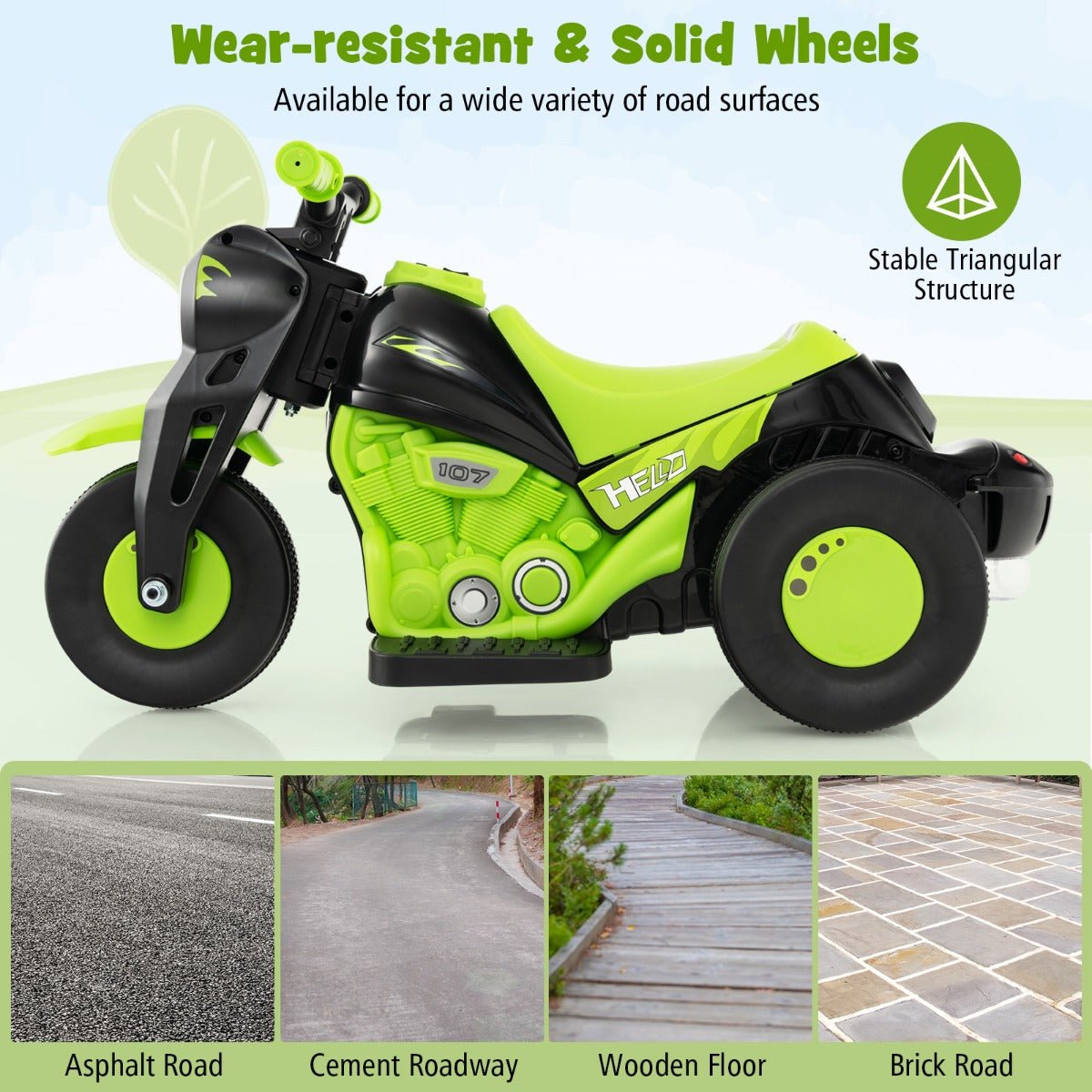 6V Electric Kid Ride on Motorcycle with Bubble Maker-Green